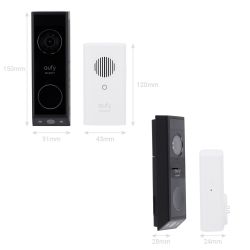 Eufy EUFY-DOORBELL-E340-KIT -  Kit de Timbre Wifi doble cámara Eufy by Anker,…