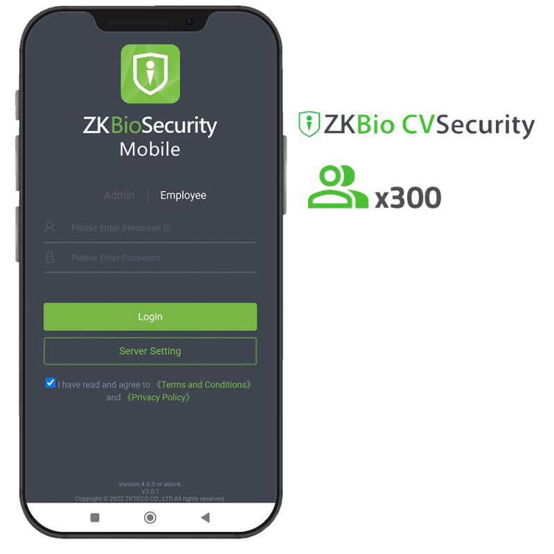 Zkteco ZK-SOF-BIOCV-MBAPP-300EMP - Licencia APP de ZKBio CVSecurity, Capacidad 300…