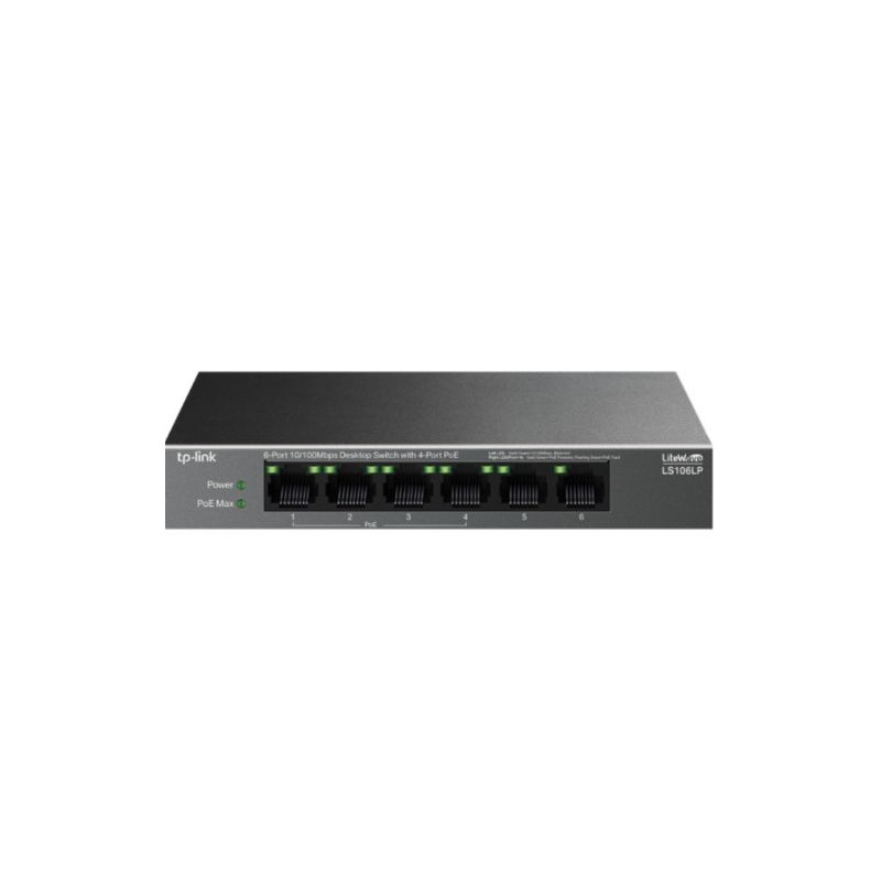 TP-LINK LS106LP Interface de commutateur de bureau Tp Link - 6 ports RJ45 10/100 Mbps (4 ports PoE…