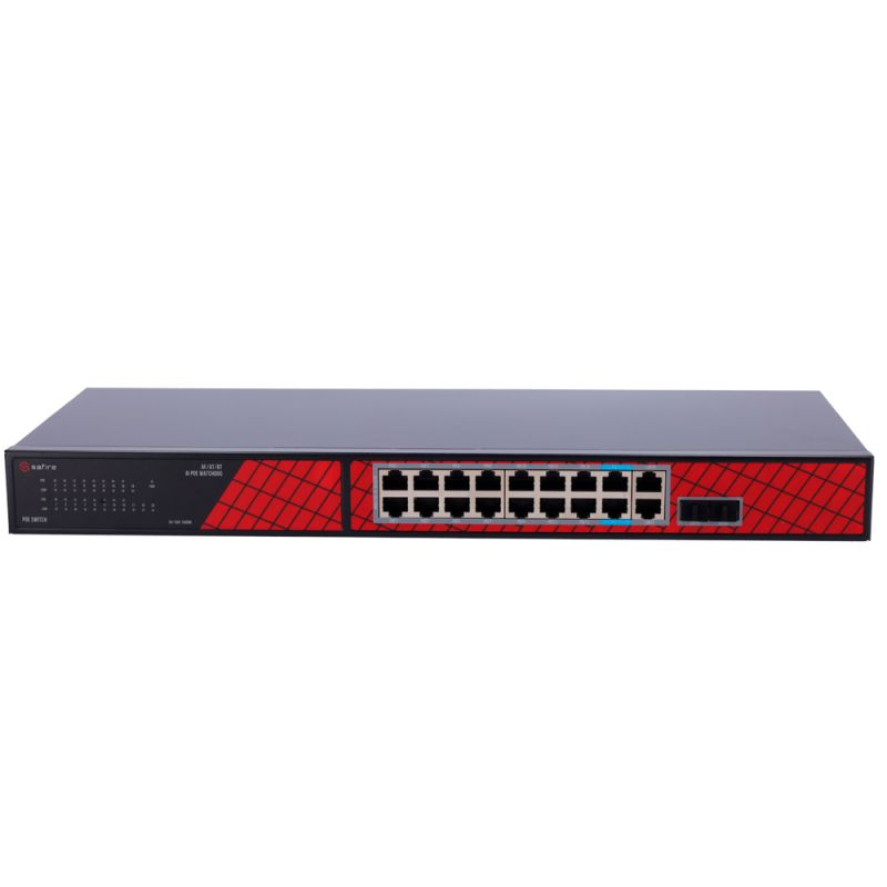 Safire SF-SW2016HIPOE-GF-240 - Safire Switch Hi-PoE, 16 puertos PoE + 2 SFP + 2 RJ45,…