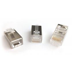 RJ45 Cat 6 plug, shielded, with insert part, 6up 2down, gold plating