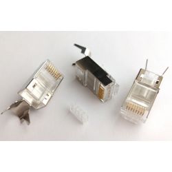 Conector RJ45 Cat 7, FTP apantallado, con pieza de inserción, 8 contactos, chapado en oro