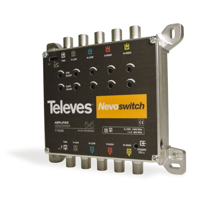 Amplificateur 5x5 "F" MATV/BIS G 27/25dB Vs 115dBµV - Nevoswitch Televes