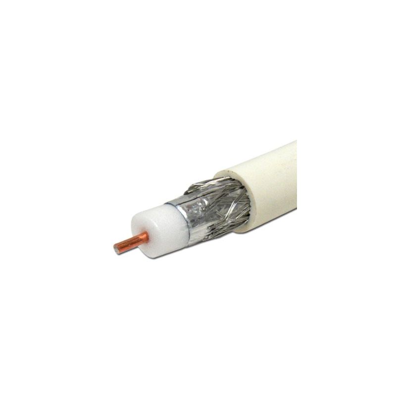 Cable coaxial RG6 trishield 80% apantallamiento blanco int-ext bobina 305 metros