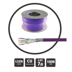 Bobine de câble réseau RJ45 100m. Cat 7a SFTP PIMF LSZH 1000MHz violet