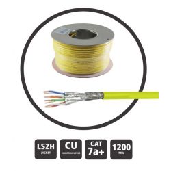 Bobine de câble réseau RJ45 100m. Cat 7a+ SFTP PIMF LSZH 1200MHz Jaune