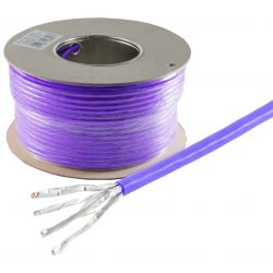 Bobina cable de red RJ45 100m. Cat 7a S/FTP PIMF y LSZH 1000MHz Morado