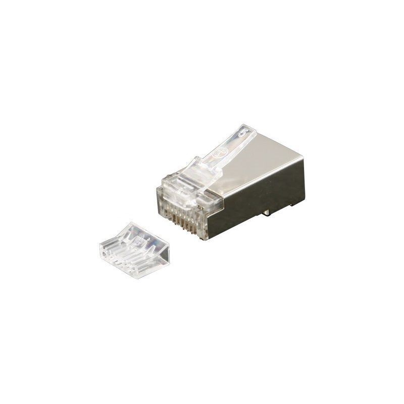 RJ45 Cat 6 plug, shielded, with insert part, 6up 2down, gold plating