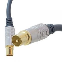 Cable coaxial 2,5m conector F satélite, 24k gold, OFC, Ferrita