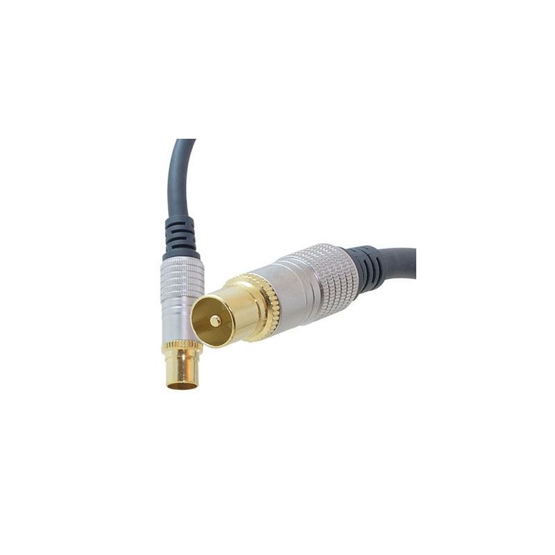 Cable coaxial 2,5m conector F satélite, 24k gold, OFC, Ferrita