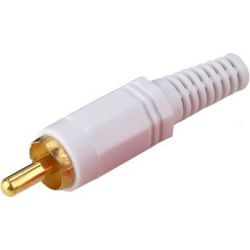 Conector RCA macho blanco chapado en oro, de sustitución o para soldar. AP 51400-WG