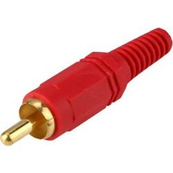 Conector RCA macho rojo chapado en oro, de sustitución o para soldar. AP 51400-RG