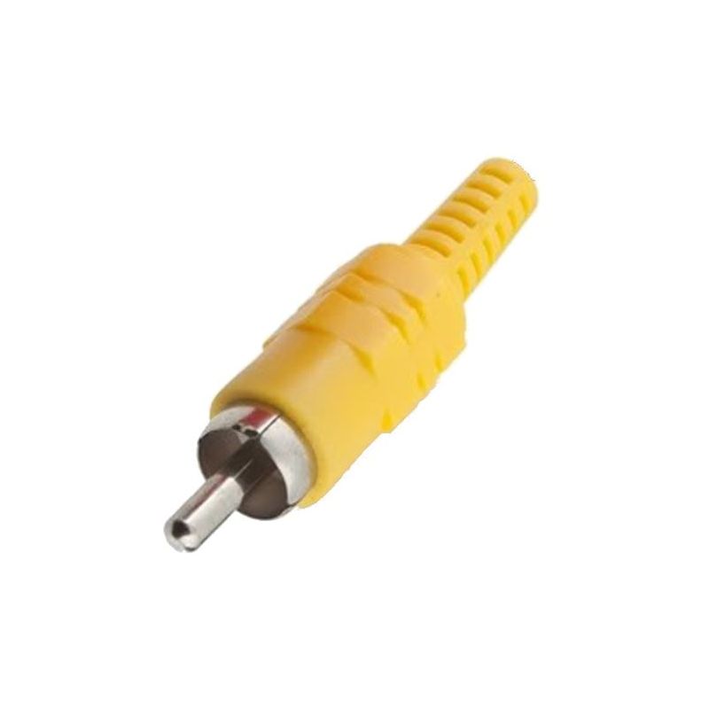 Yellow male RCA plug gold plated, for soldering or replacement. AP 51400-YG