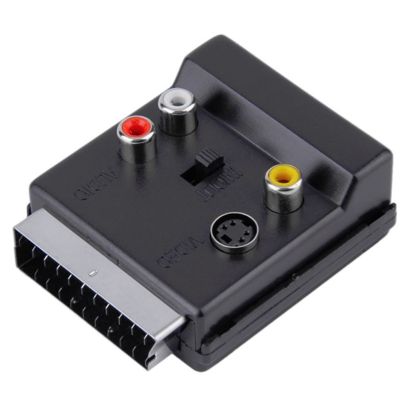 Adaptateur SCART-péritel avec 3 RCA + S-Vidéo avec interrupteur I / S