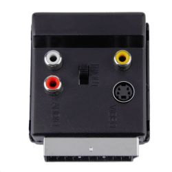 Adaptador Euroconector-Euroconector con 3 RCA + S-Video con interruptor E/S