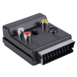 Adaptador Euroconector-Euroconector con 3 RCA + S-Video con interruptor E/S