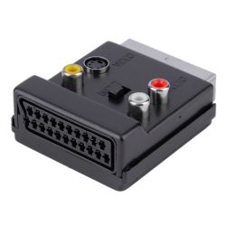 Adaptador Euroconector-Euroconector con 3 RCA + S-Video con interruptor E/S