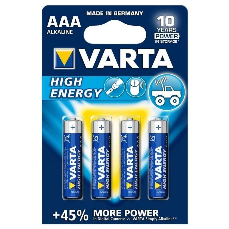 Pilas alcalinas AAA Varta High Energy LR03 1.5V 4pcs