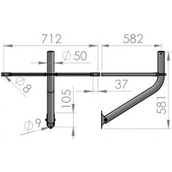 Floor/wall support with straps Ø 50mm for 110cm antennas. PSP-50