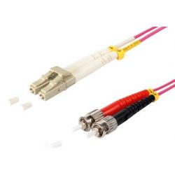 Cable de fibra óptica Duplex LC/ST  de 2m violeta,  50/125μ Multimodo OM4