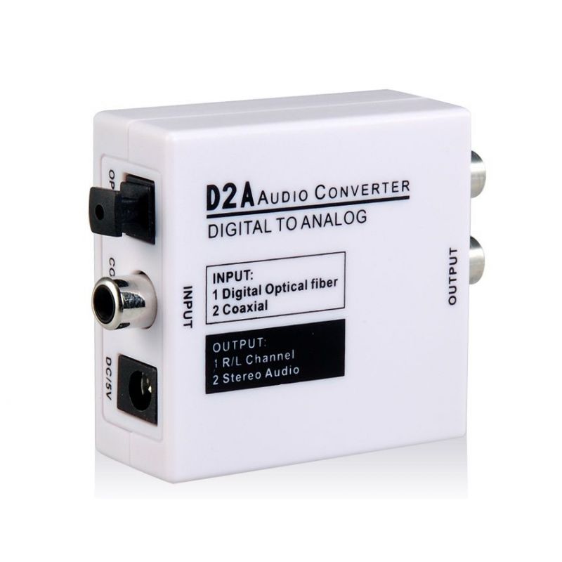 Conversor de audio digital Óptico Toslink (S/PDIF) o RCA en analógico 2xRCA o Jack 3.5mm