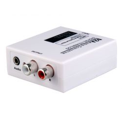 Conversor áudio digital óptico Toslink (S/PDIF) ou RCA para áudio analógico 2xRCA ou Jack 3,5 mm