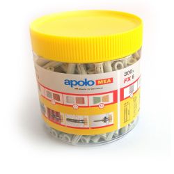 Pack de 300 Pugs Nylon Apolo FX6 de 6mm. Apolo Mea 96EXPFX