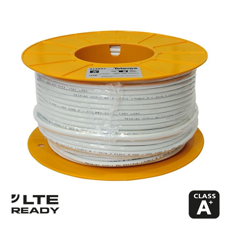 Cable coaxial cobre-acero SK6FPlus Cu+Ac 6.8mm PVC Blanco 100m Televes