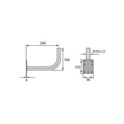 paroi de support en "L" RPR 284x194 / ø35x1,5mm