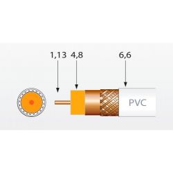 Cable coaxial cobre-cobre T100 blanco PVC (250m)