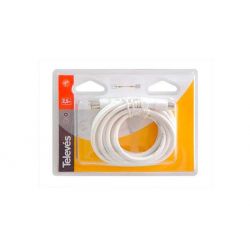 Prolongateur TV 2,5m mâle femelle 9.52 blanc - Blister Televes