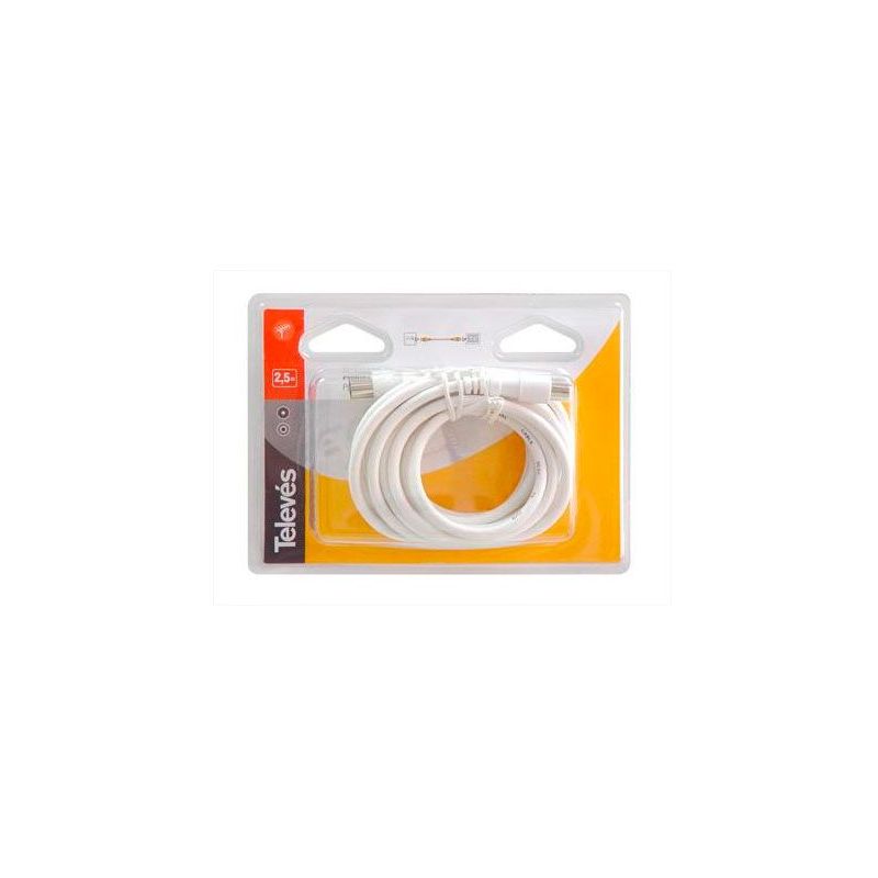 Prolongateur TV 2,5m mâle femelle 9.52 blanc - Blister Televes