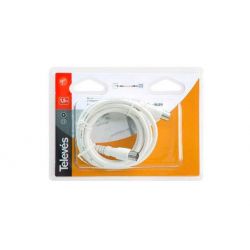 Prolongateur TV 1,5m mâle femelle 9.52 Blanc - Blister Televes