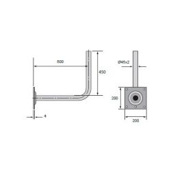 Suporte L Zinco+RPR Parede Grande  Dimensões: 500x450mm (Ø45 x 2mm) Televes