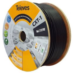 Bobina de papelão 100m cabo coaxial CXT-1 17VAtC.A Preto Televes