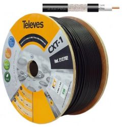 Bobina de papelão 100m cabo coaxial CXT-1 17VAtC.A Preto Televes