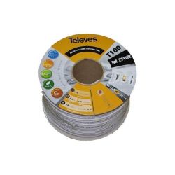 Câble coaxial 100m bobine plastique T100plus 16VRtC Blanc Televes